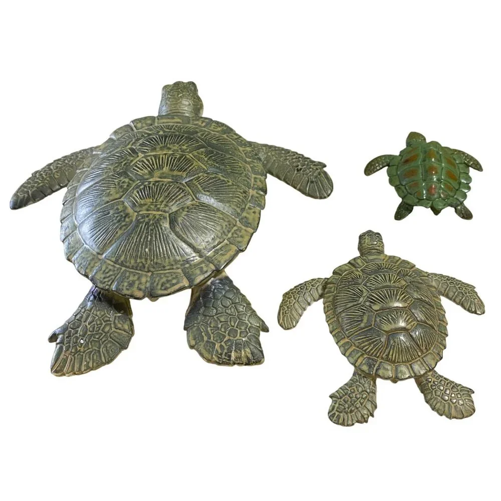 Vintage Sea Turtle Lot of 3 Figures Marine Animal Homeschool Science Display PVC
